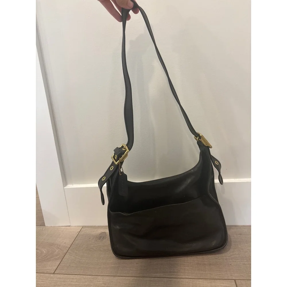 Vintage Coach 9718 Legacy Crescent Flap Hobo/Shoulder Bag Black